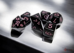 Opaque Black/pink Polyhedral 7-Dice Set